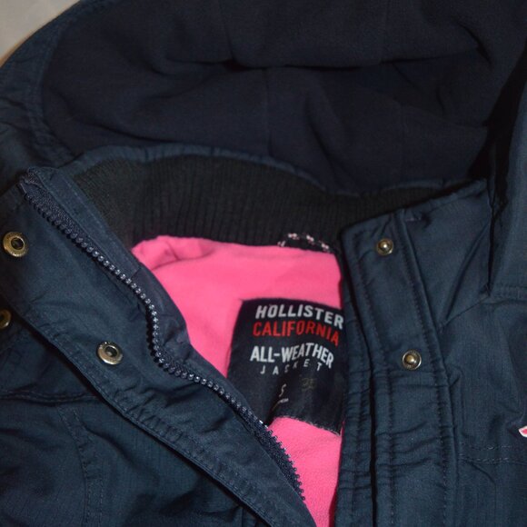 Hollister Hooded Jacket navy blue Women's All Weather Size Small - Picture 4 of 6